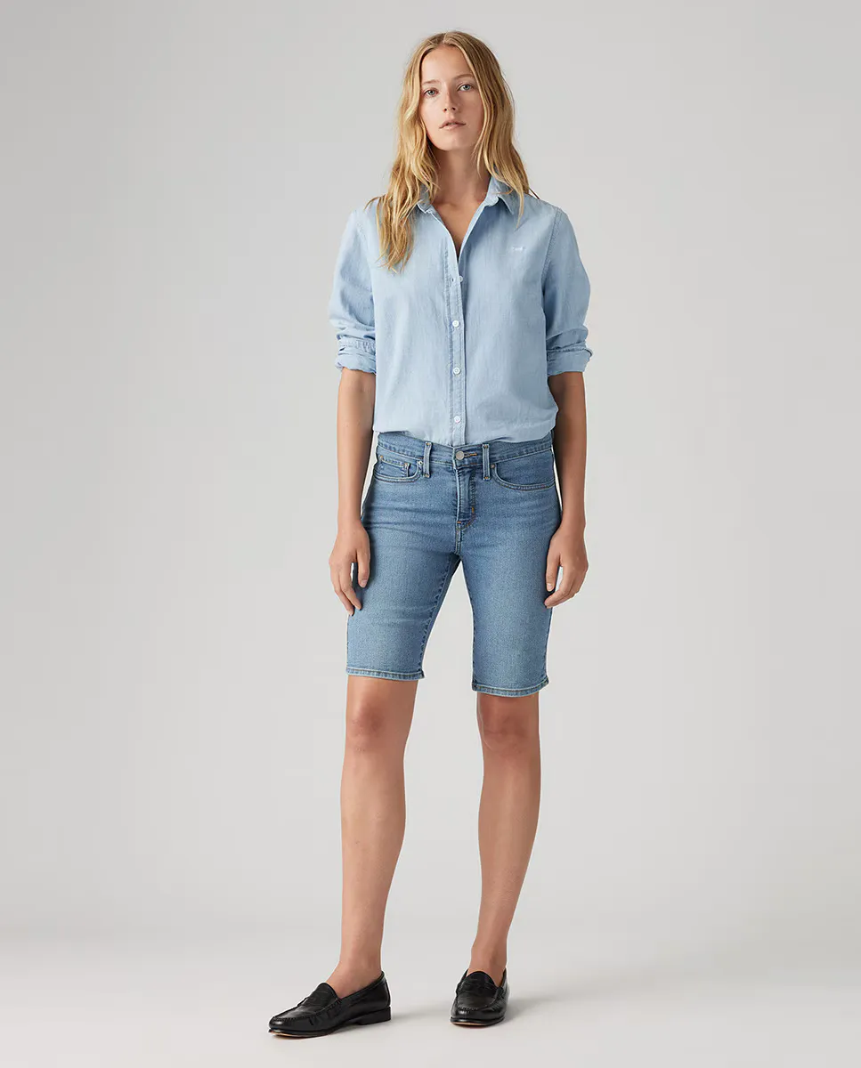 

Женские джинсовые шорты Shaping Bermuda прямые, средней посадки Levi's, синий
