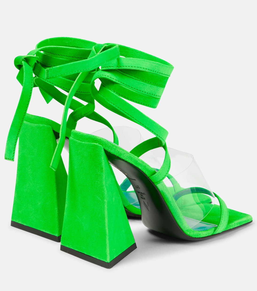 Замшевые сандалии Isa The Attico, Fluo Green — фото 3