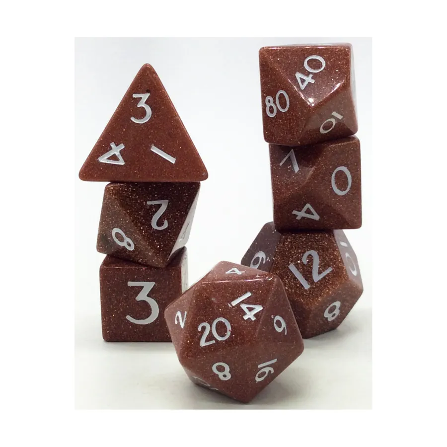 

Набор Poly — золотой песчаник с белым (7), Semi Precious Stone Dice (Level Up Dice)