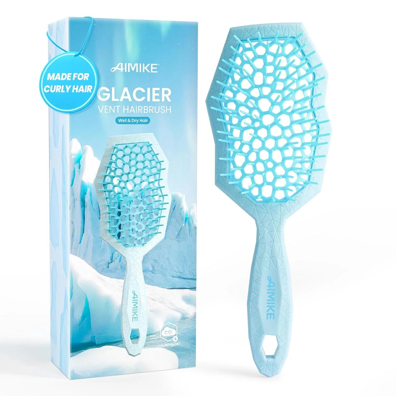 Расческа для распутывания волос «Glacier Detangling Brush» от AIMIKE Aimike, Blue