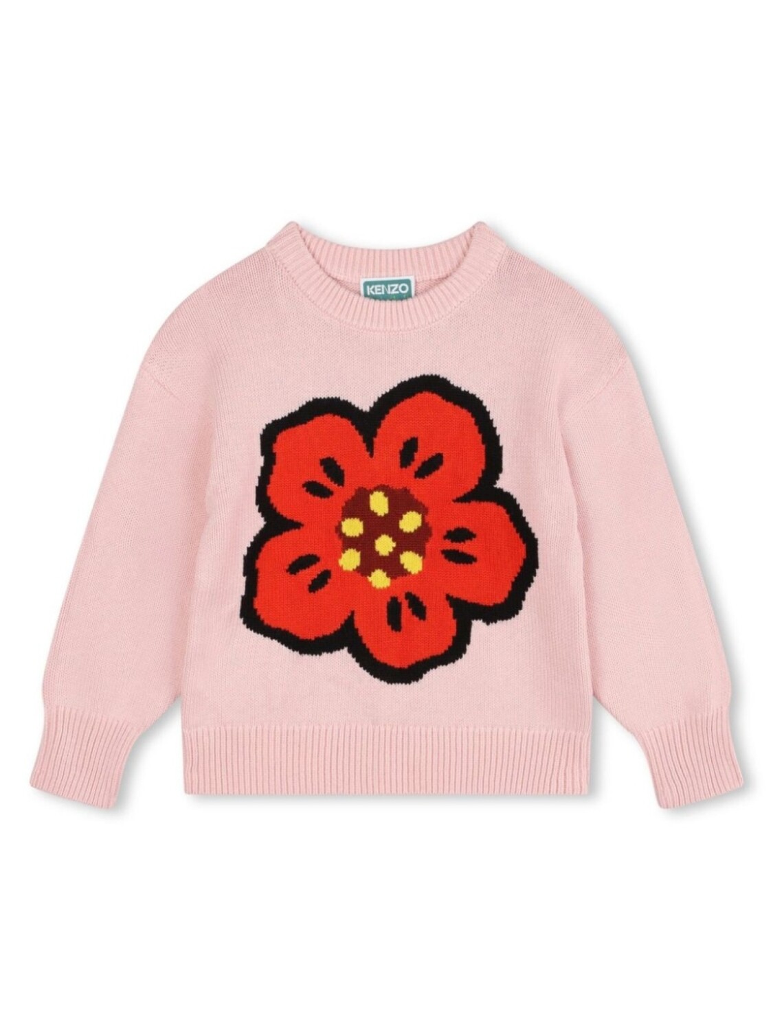 

Kenzo Kids джемпер Boke вязки интарсия с цветочным узором, розовый