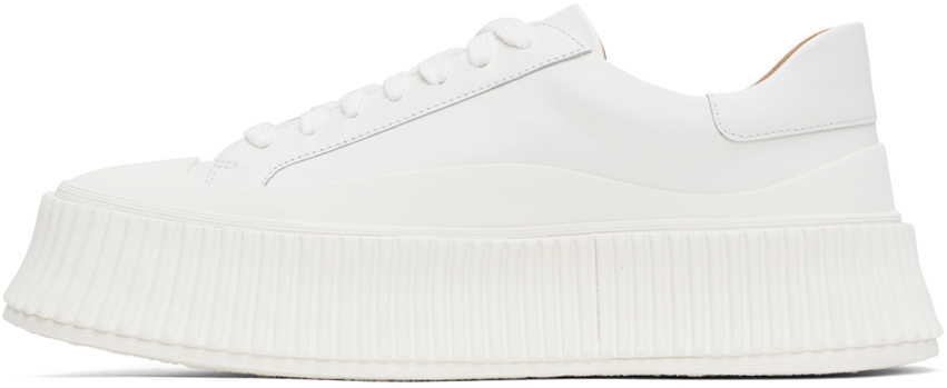 Белые низкие кеды на платформе Jil Sander, Porcelain — фото 3