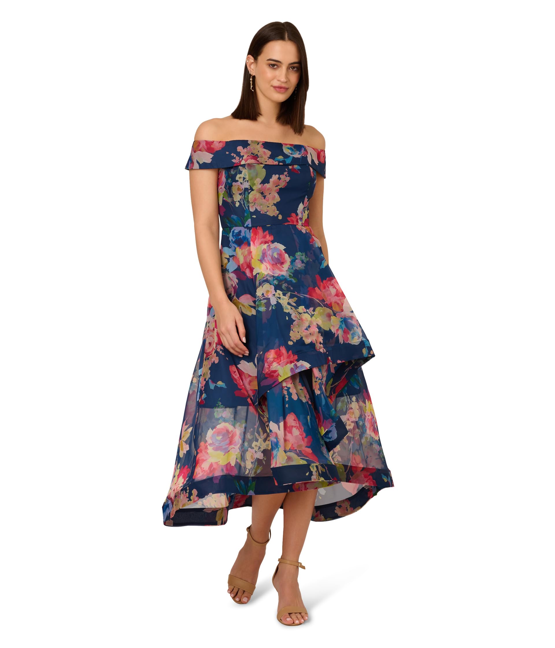 

Платье Adrianna Papell Floral Organza High Low Dress, Navy Multi