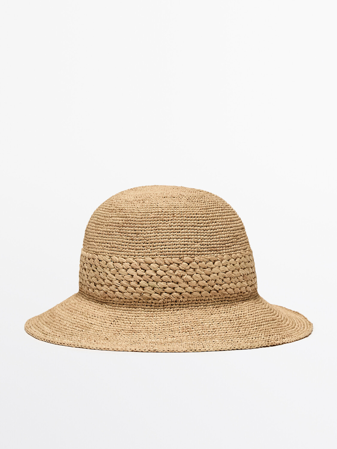 

Шапка из рафии с плетеной нитью Massimo Dutti, бежевый