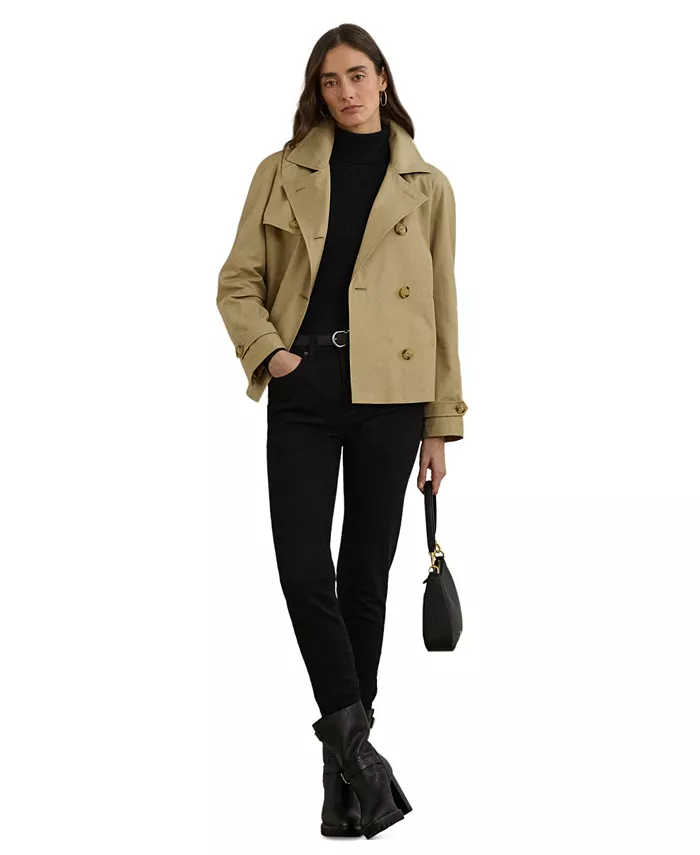

Женское короткое двубортное тренчкот Lauren Ralph Lauren, коричневый/бежевый