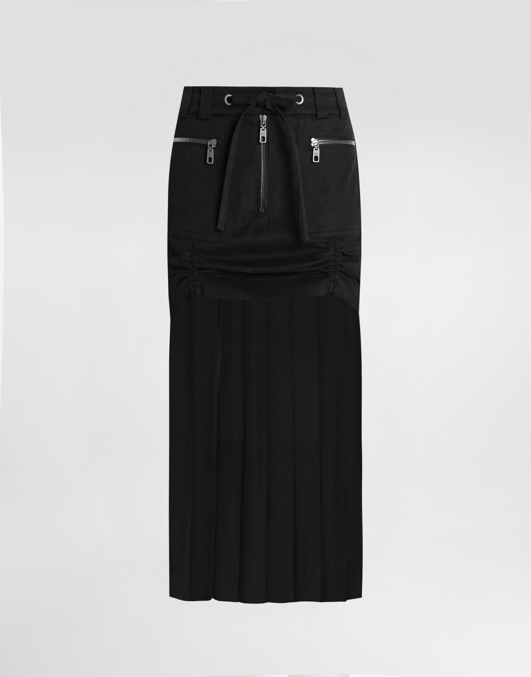 

Твиловая юбка миди с шифоном Dolce & Gabbana, черный