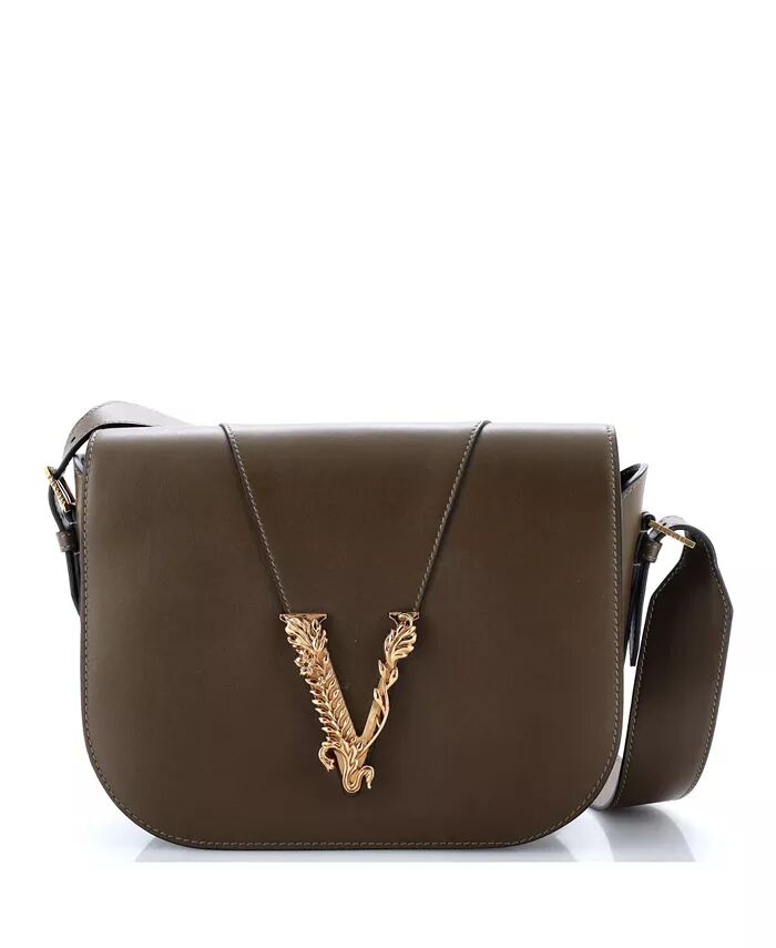 

Средняя кожаная сумка Virtus с клапаном Pre-Owned Versace, коричневый