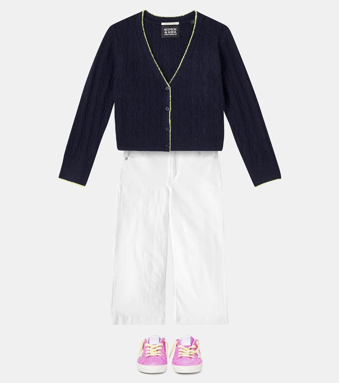 Суперзвездные замшевые кроссовки Golden Goose Kids, Pink/White/Light Yellow — фото 2