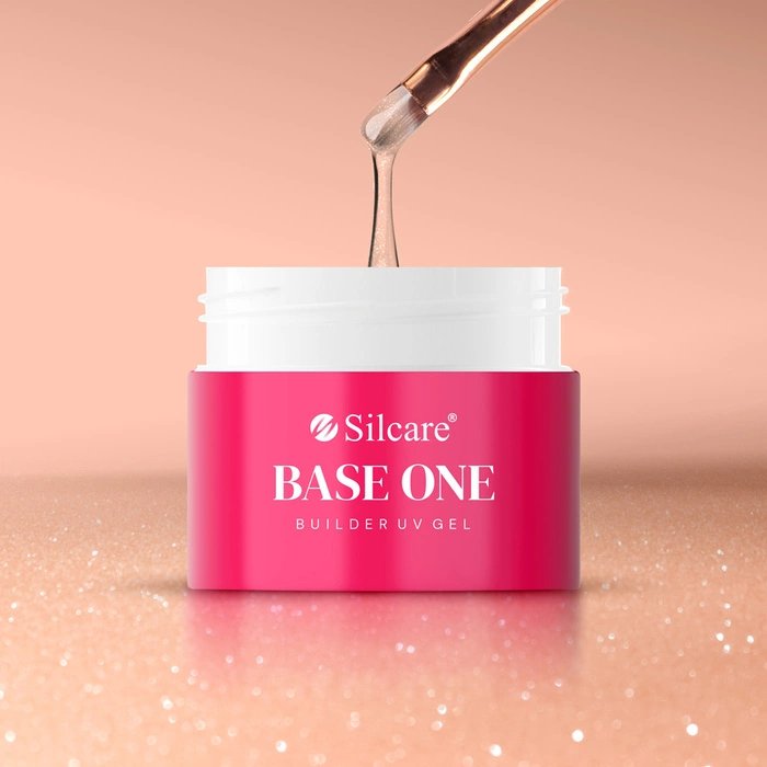 Кремовый гель для наращивания ногтей UV Base One Shimmer Blush Cream 100 г Silcare — фото 3