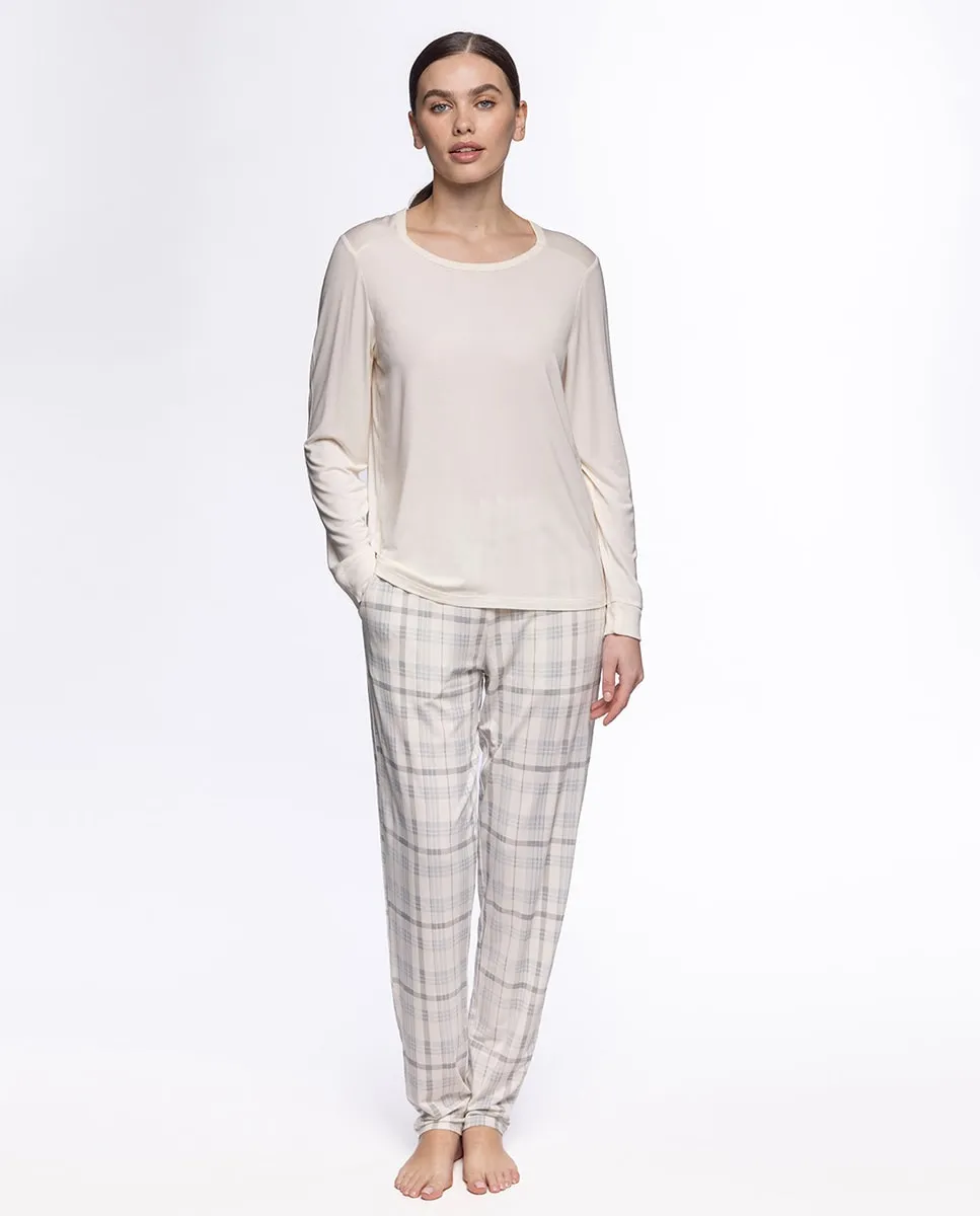 

Женская пижама из эластичного модала, длинная Punto Blanco, светло-бежевый