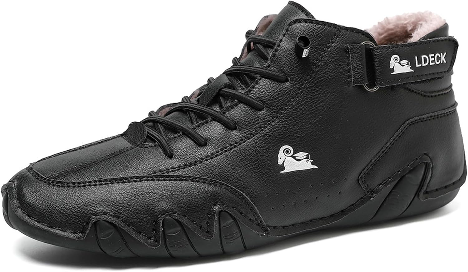 

Мужские зимние теплые кроссовки с плюшевой подкладкой, удобные повседневные обувь для улицы, противоскользящие, для ходьбы и вождения Abborora, черный