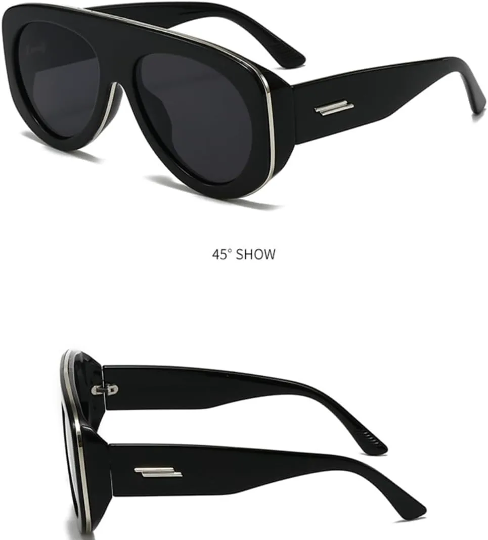 

Большие овальные солнцезащитные очки для женщин, роскошные, в стиле ретро-панк, с зеркальными линзами, защита от УФ-излучения UV400 UUPTTPL, C3blackgradientbrown