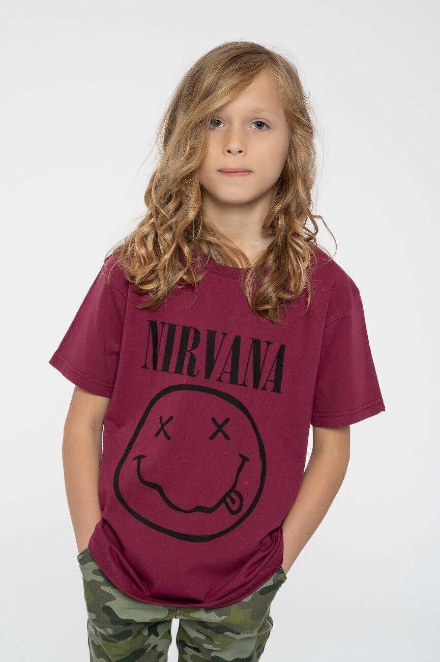 

Серая футболка с логотипом Smiley Band Nirvana, красный