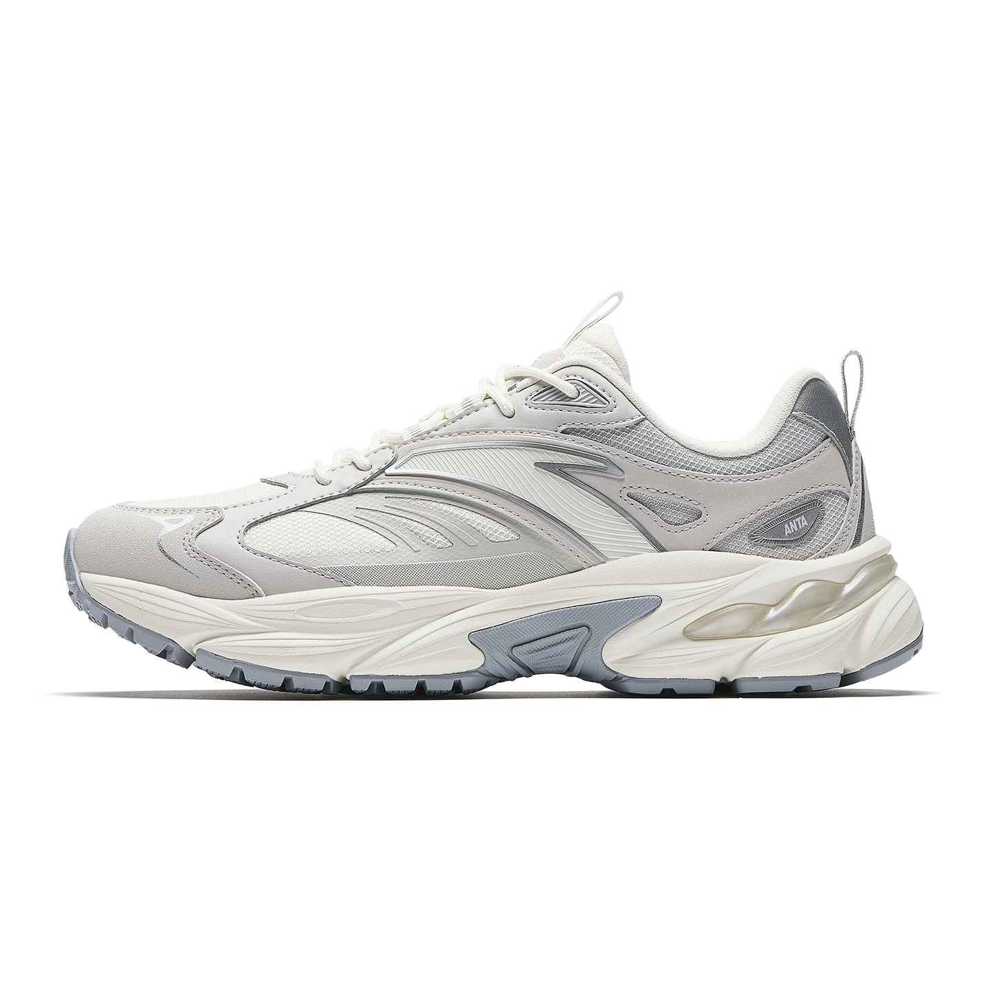 

ANTA Амортизирующие, износостойкие повседневные кроссовки Men's Ivory White/Cumulus Gray/Silver