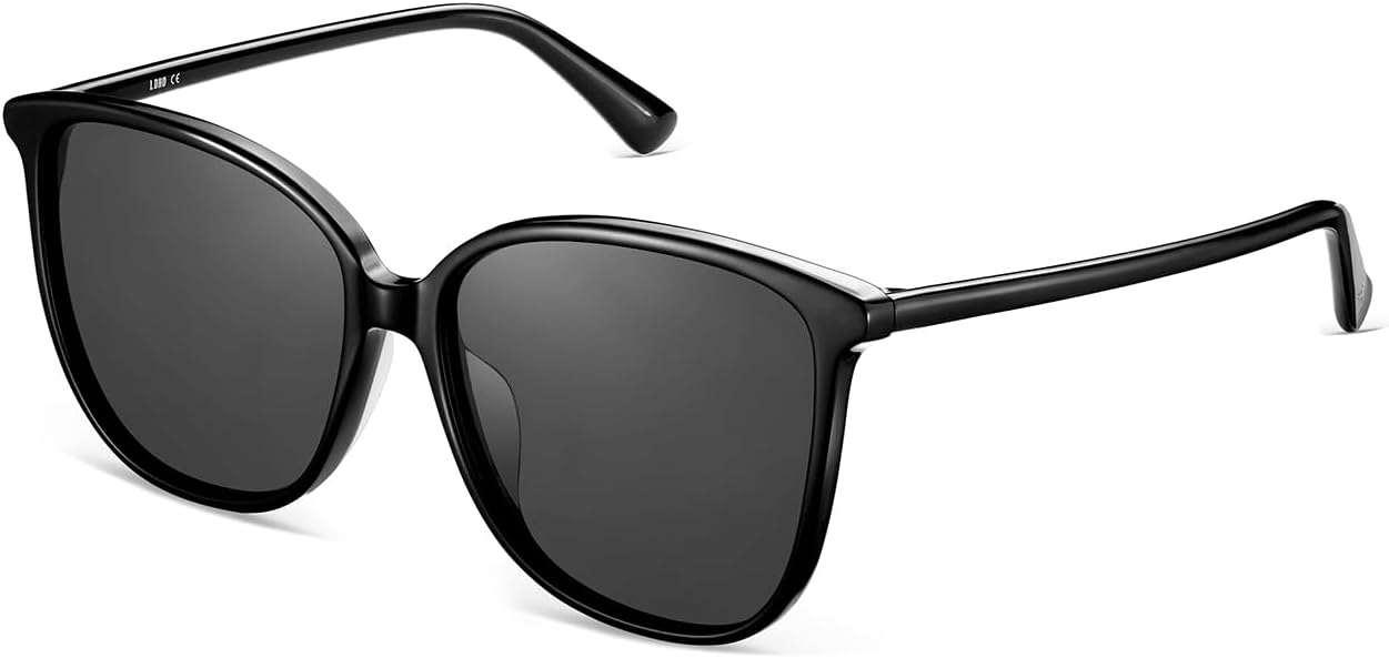 

Женские солнцезащитные очки LOHO Oversized с поляризацией, модель 2026, модные квадратные дизайнерские солнцезащитные очки для женщин, защита от УФ-излучения UV400, ацетатная оправа, черные, Black