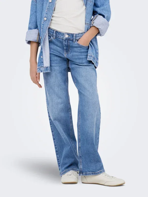 Джинсы Only Girls Wide fit kogjulles low waist straight fit relaxed fit, средне-синий деним — фото 2