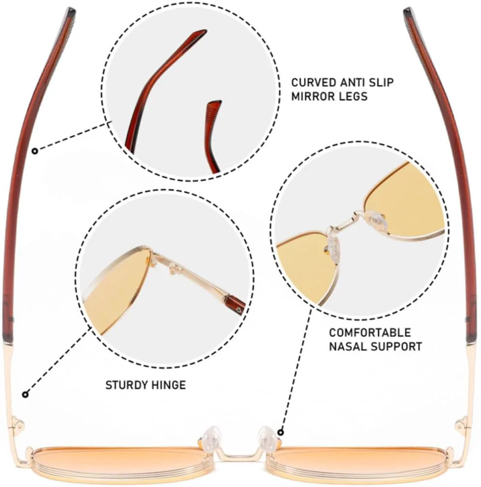 

Ретро-солнцезащитные очки в металлической оправе для женщин и мужчин, с прозрачными линзами Ocean, защитой от УФ-излучения UV400, в стиле панк UATXTAU, Golden Grey
