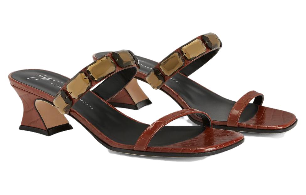 Футболка Flaminia 45mm с квадратным носком Женские Giuseppe Zanotti, Коричневый — фото 3