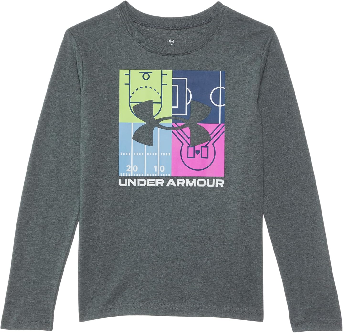 

Футболка Under Armour Kids Ua Big Logo Multi Sport Long Sleeve Tee (Little Kids/Big Kids), цвет Castlerock