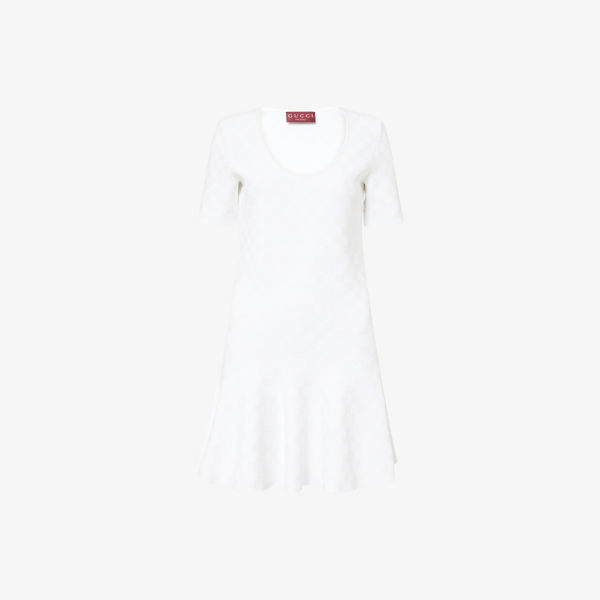 

Платье мини Gucci Monogram с плиссировкой вязаное, белый