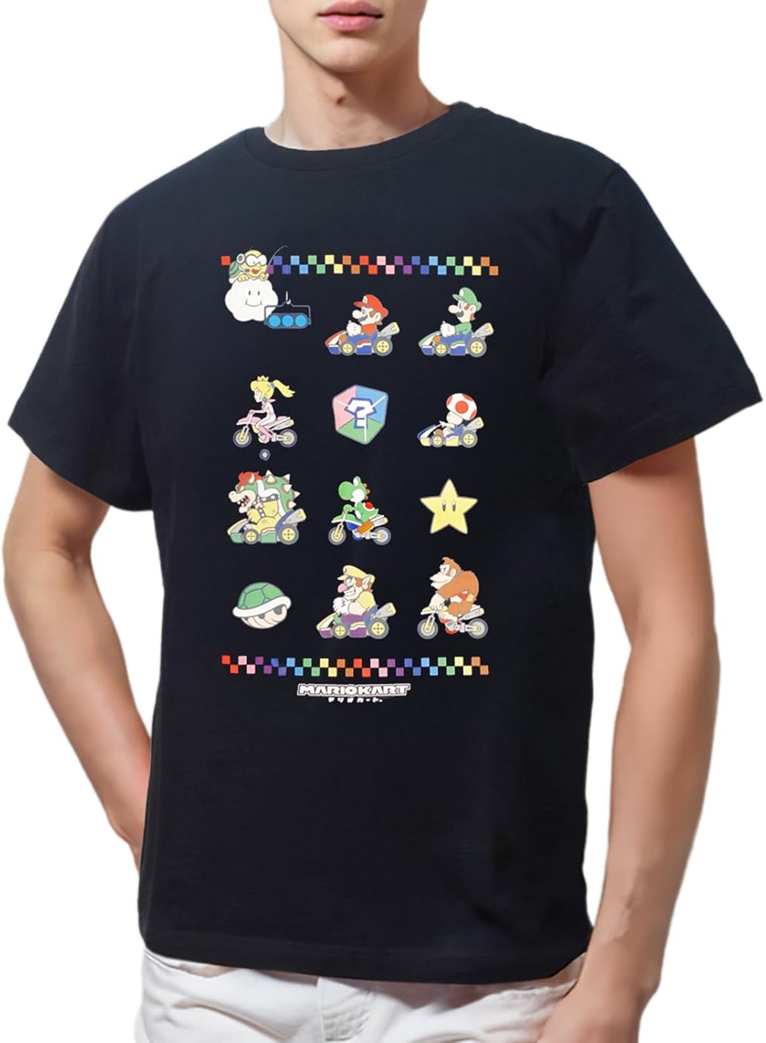 

Футболка с коротким рукавом Fine Plus с изображением персонажей Mario Kart, Mario All-Stars, Луиджи, Йоши и Боузера, 3D Racing Goods, Character, темно-синий