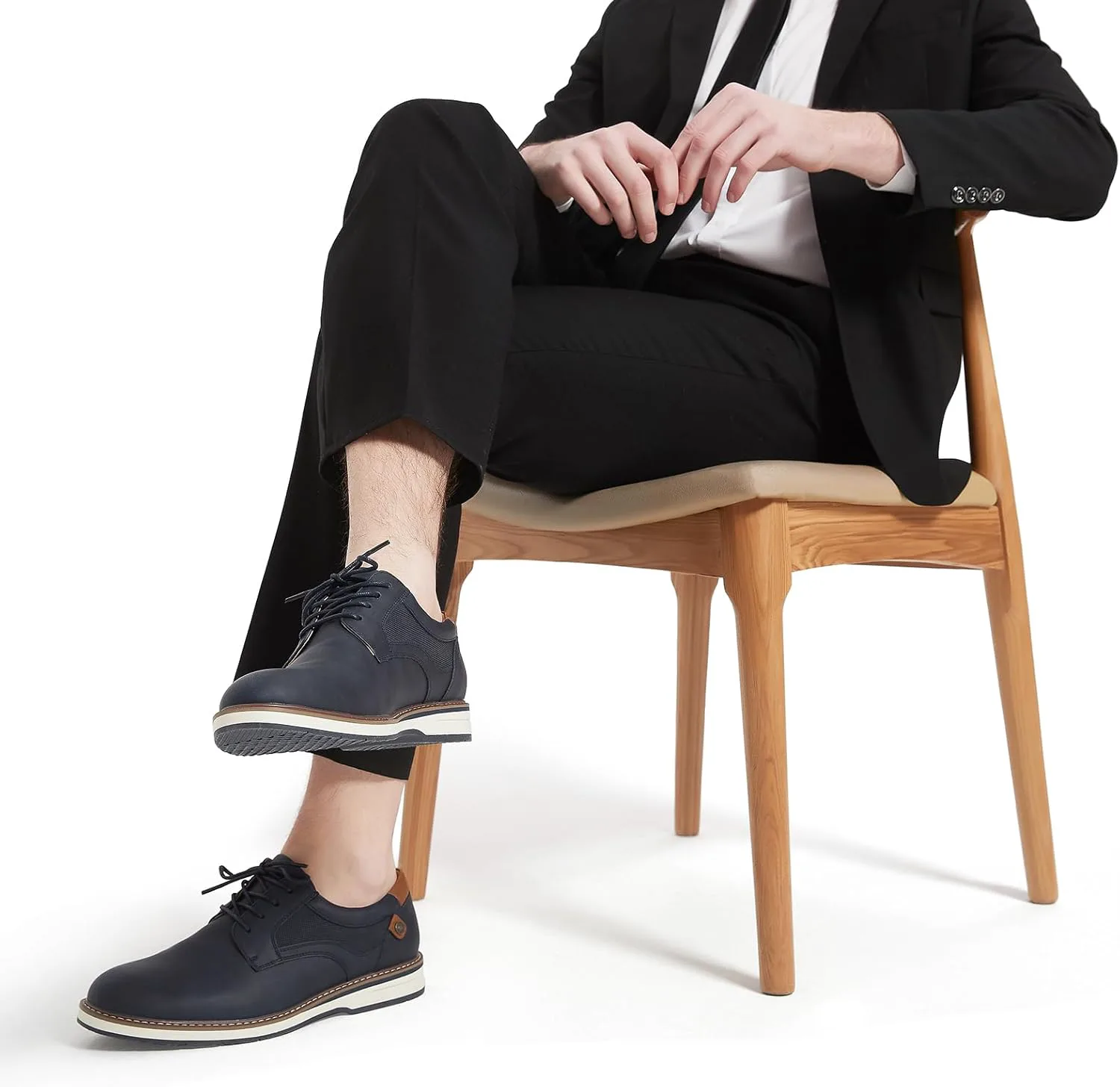 

Мужские классические туфли оксфорды для повседневной носки, деловой и официальной обстановки, с шнуровкой CLOWSE, синий