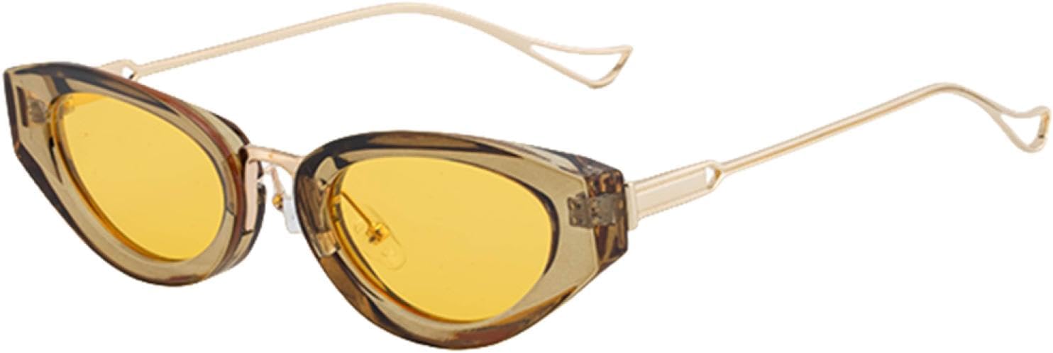 

Сексуальные панк-солнцезащитные очки «кошачий глаз» для женщин, роскошные винтажные, в маленькой оправе, овальной формы, для использования на открытом воздухе, защита от УФ-излучения UV400 TVTBBVV, C5transparentyellow