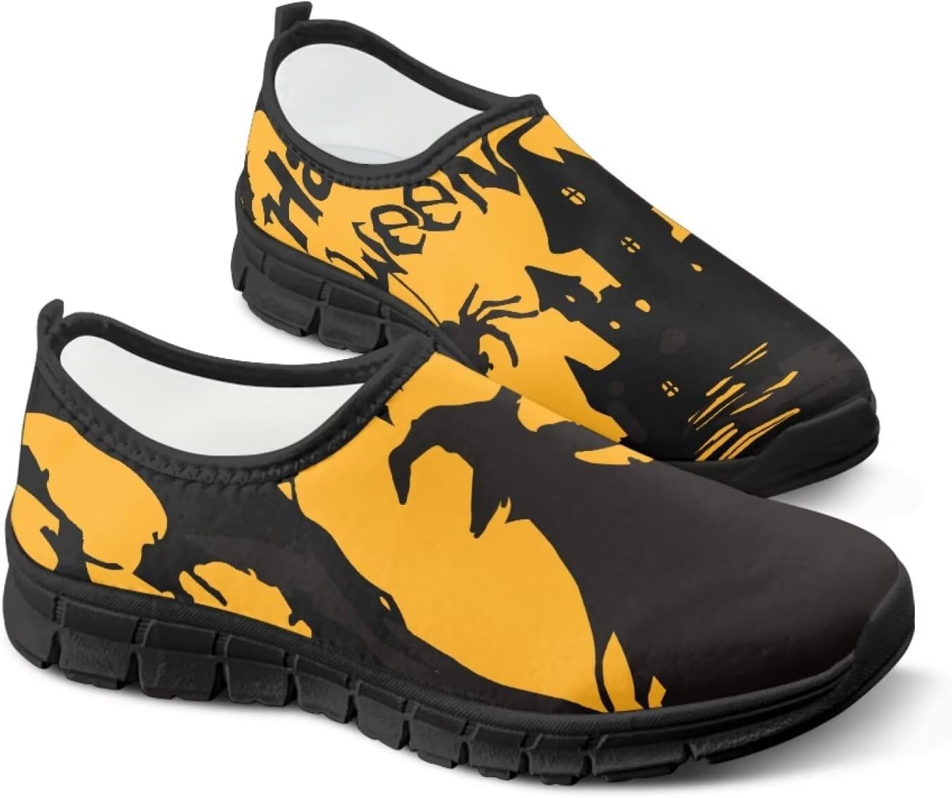 

Женские кроссовки Fonplted без шнурков для прогулок, модные повседневные кроссовки, обувь на Хэллоуин для взрослых унисекс, Witch & Halloween Castle