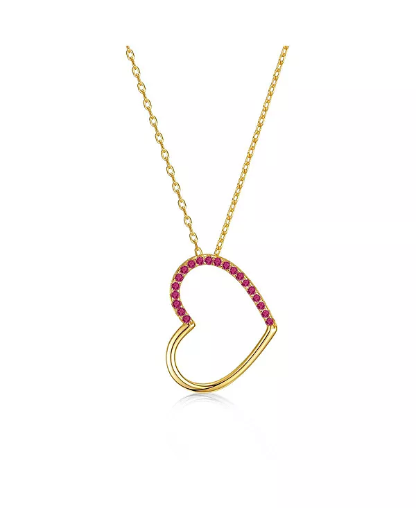 

Ожерелье с подвеской в форме сердца из стерлингового серебра 14 карат, покрытого золотом с кубическим цирконием Genevive, red