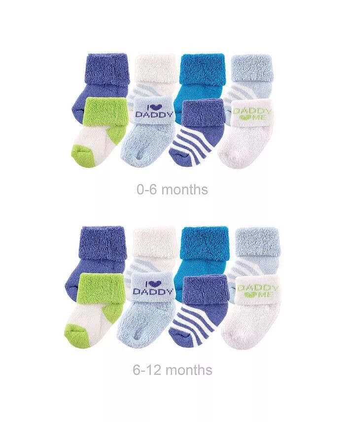 

Хлопковые махровые носки Baby Boys Grow with Me, синий папа, 0–6 и 6–12 месяцев Luvable Friends, синий