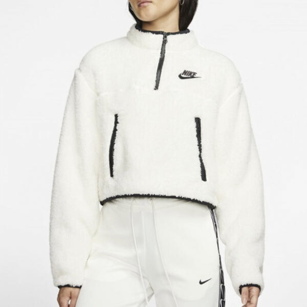 Куртка спортивная как спортивная одежда flc qz crop плюшевая куртка белая Nike, белый — фото 3