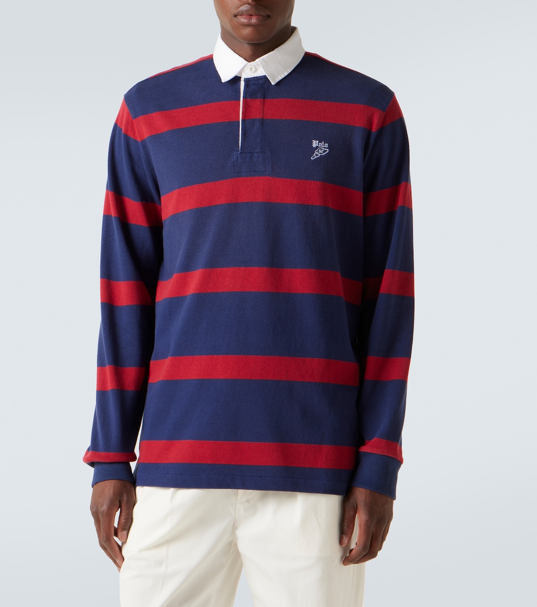 Полосатая хлопковая поло Polo Ralph Lauren, Camden Red/Dark Cobalt — фото 3