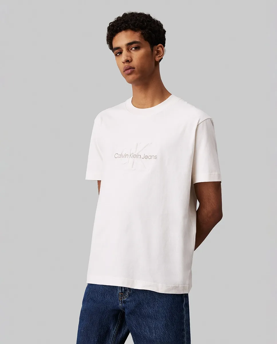 

Мужская футболка с монограммой из шенилла Calvin Klein Jeans, цвет Crudo