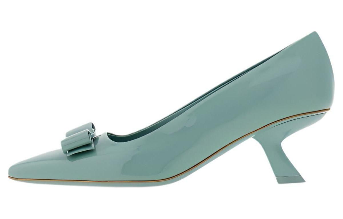 Ferragamo Туфли Vara Slim Heel High Heel 5,5 см, женские, светло-оливково-зеленые