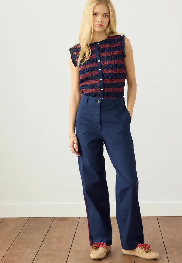 Брюки Next, Tall fit straight leg chinos with side stripes, темно-синий — фото 2