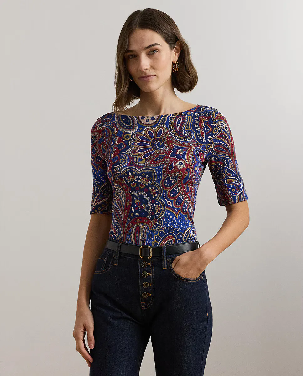 

Женский хлопковый свитер с узором пейсли Lauren Ralph Lauren, мультиколор