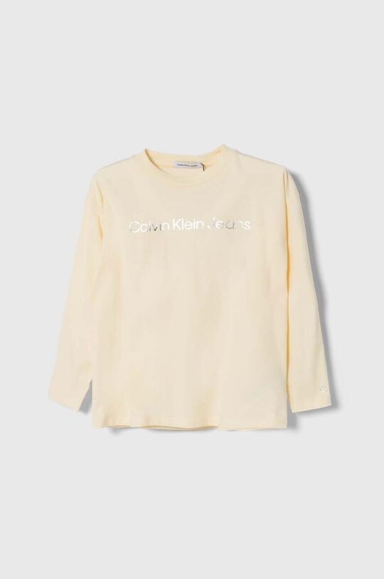 

Хлопковая рубашка с длинными рукавами для мальчиков и девочек Calvin Klein Jeans, бежевый