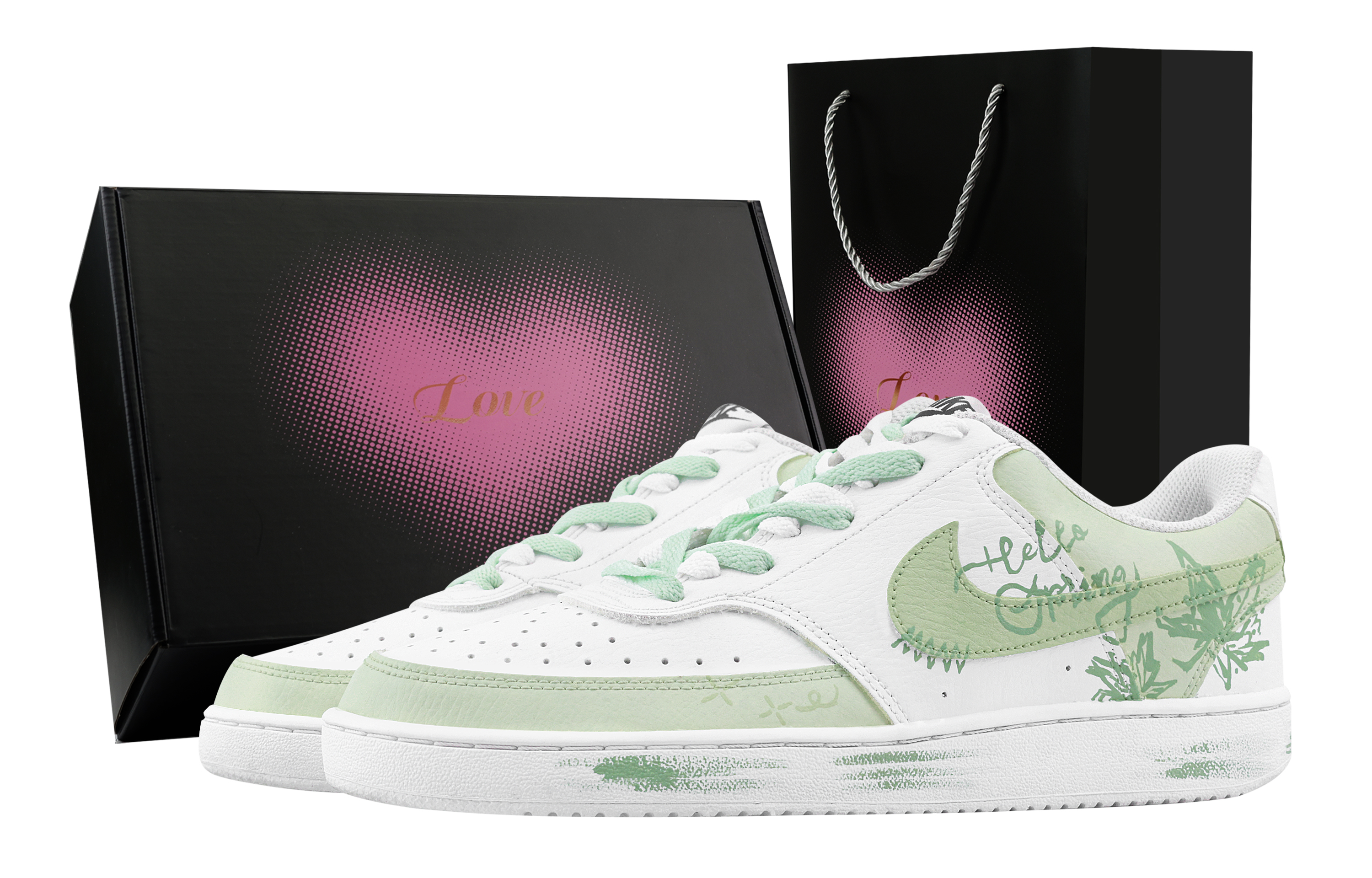 

Nike Кроссовки Court Vision 1 Mint, Heart Box, износостойкие, низкие, для скейтбординга, мужские, зеленые, белые