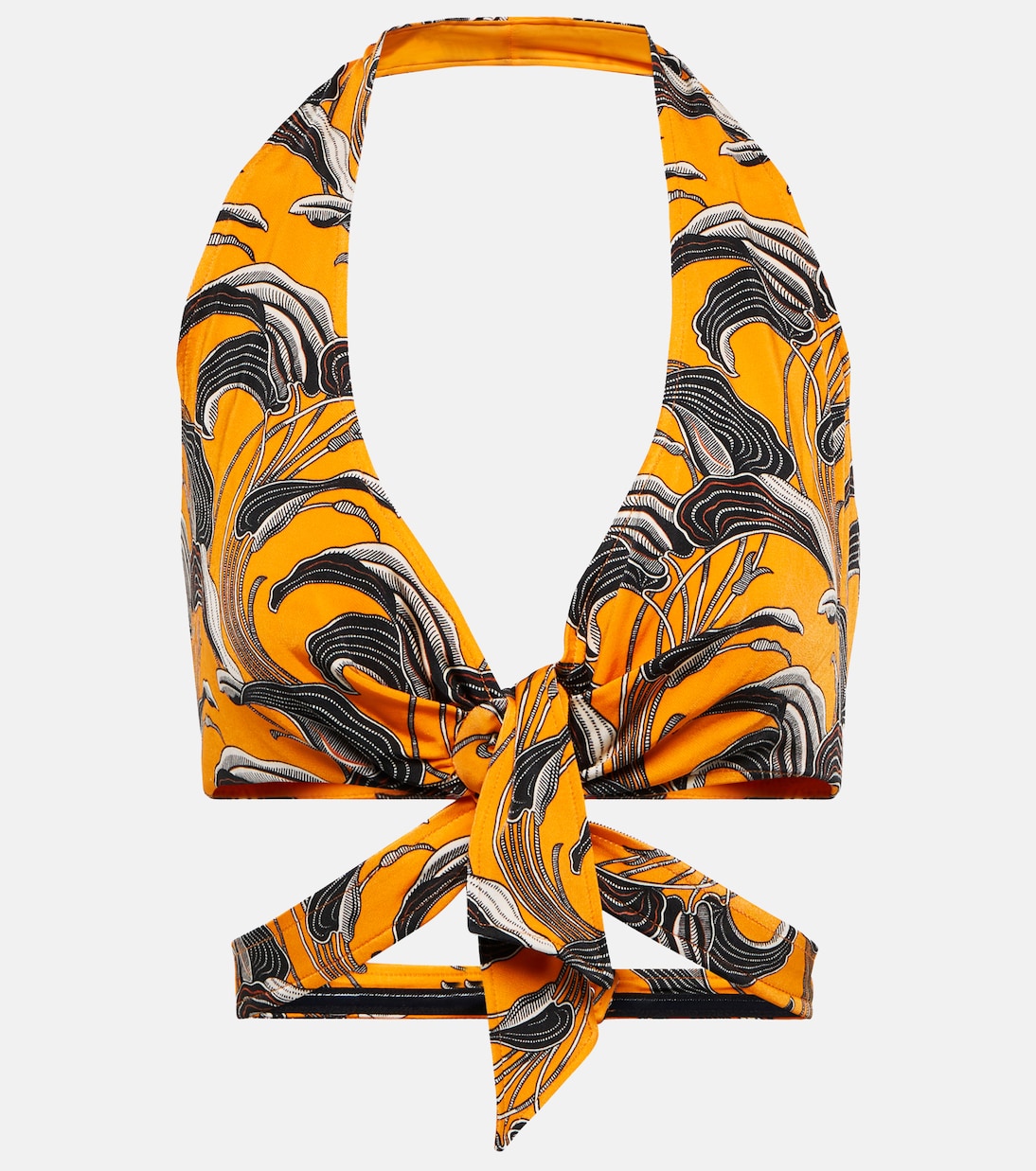 

Укороченный топ с халтер-воротом и принтом Rabanne, Pastel Orange Lily Flower