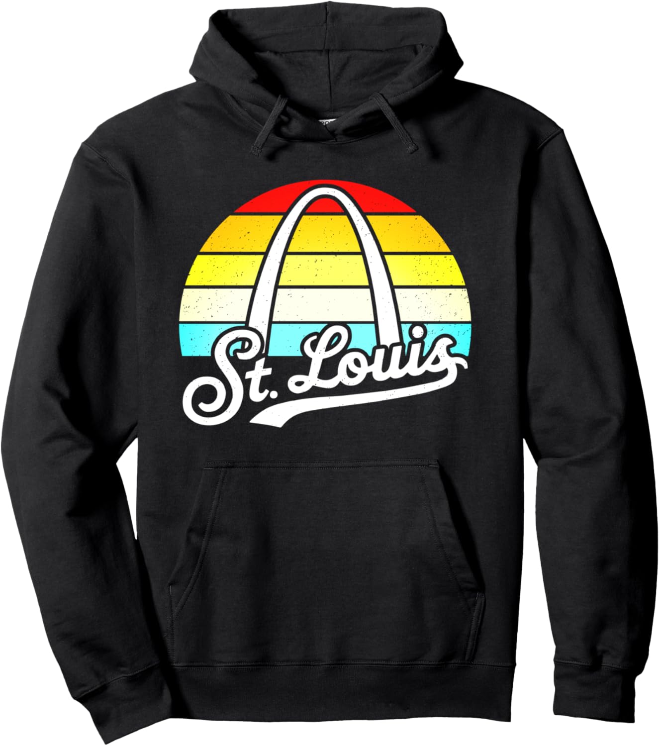 

Худи в стиле ретро «Девушка с реки Миссисипи» с изображением арки «Врата Запада» в Сент-Луисе, штат Миссури, черная St Louis Vintage