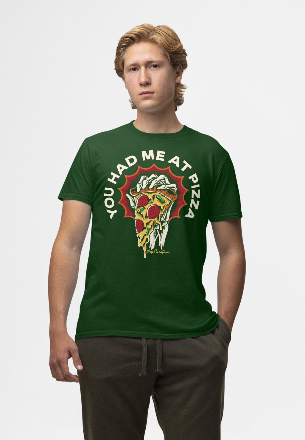 

Футболка с принтом POP CREATURE HAD ME AT PIZZA Henry Tiger, темно-зеленый