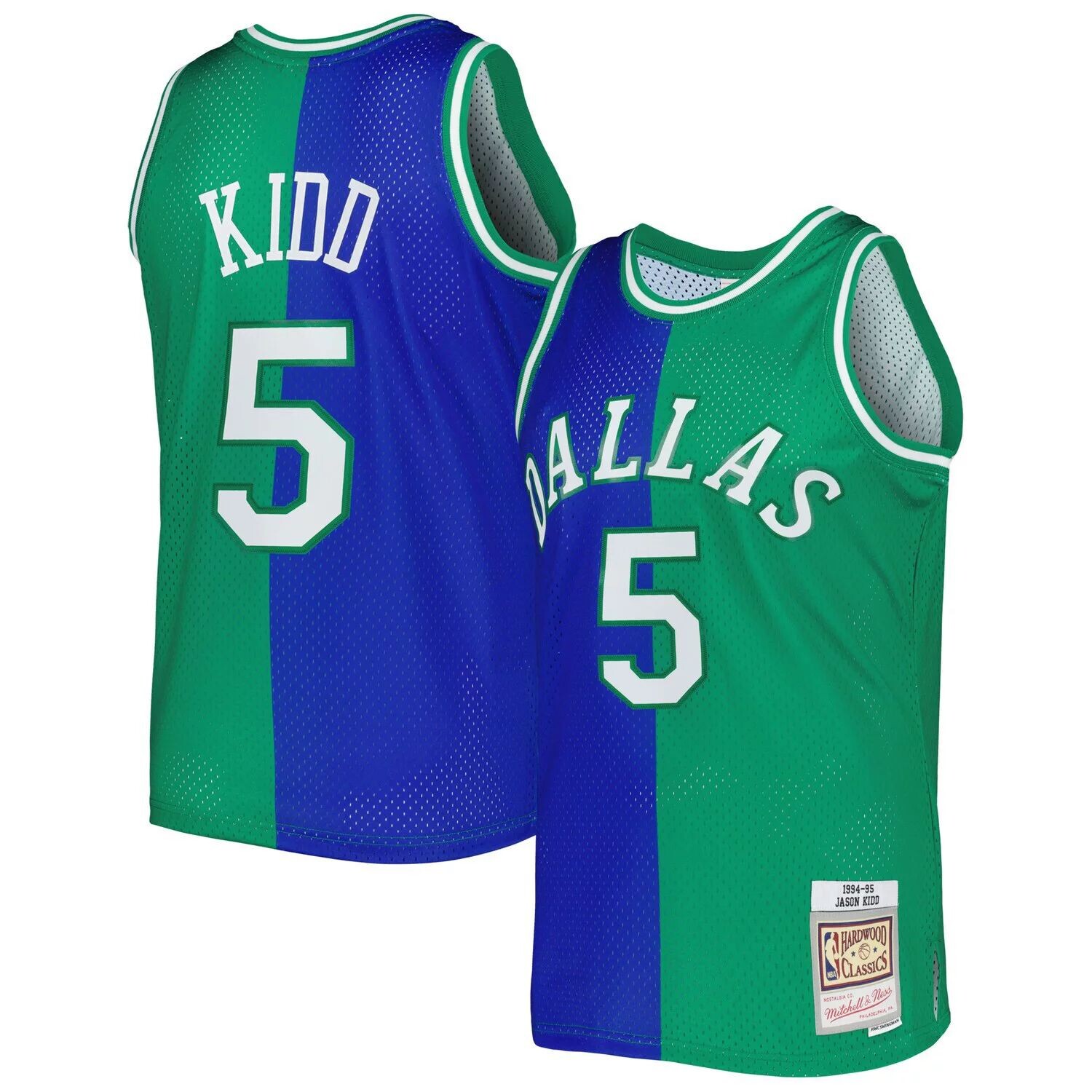 

Мужская майка Mitchell & Ness Jason Kidd сине-зеленая Dallas Mavericks Hardwood Classics 1994-95 Split Swingman, Зеленый, Мужская майка Mitchell & Ness Jason Kidd сине-зеленая Dallas Mavericks Hardwood Classics 1994-95 Split Swingman