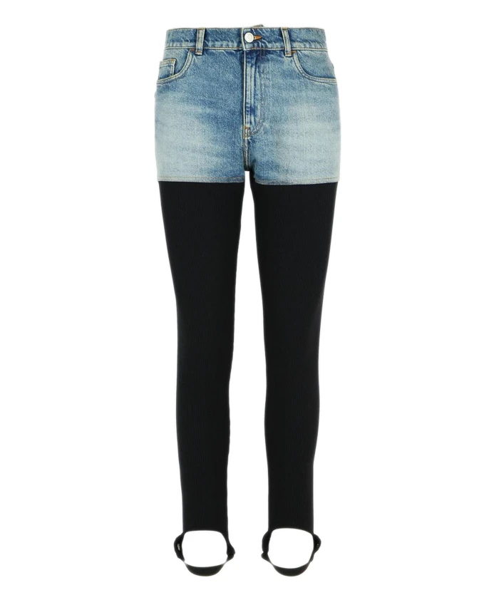 

Леггинсы Blaue из гибридного денима и риппстрика Coperni, синий