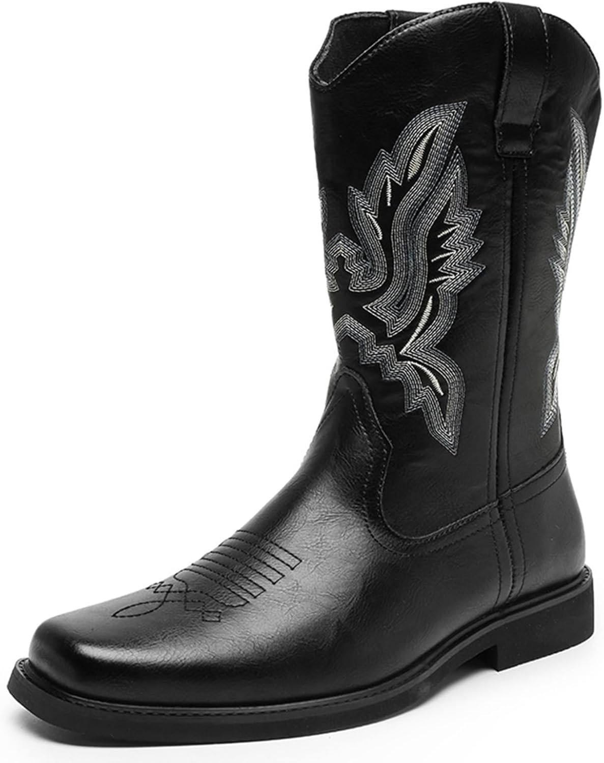 

Модные мужские ковбойские высокие сапоги, с вышивкой, винтажные рыцарские туфли для мужчин Generic, черный