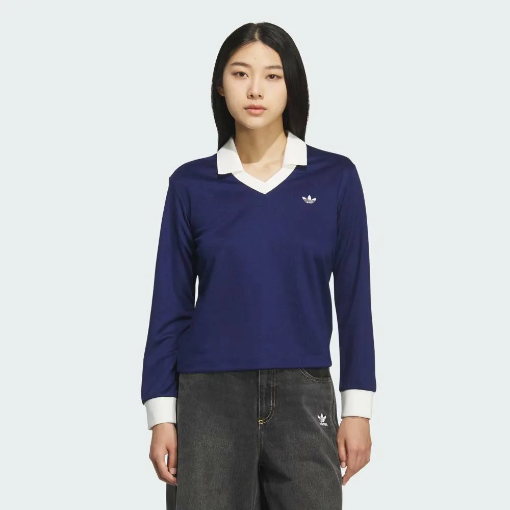 Футболка с V-образным вырезом и длинными рукавами Adidas, blue