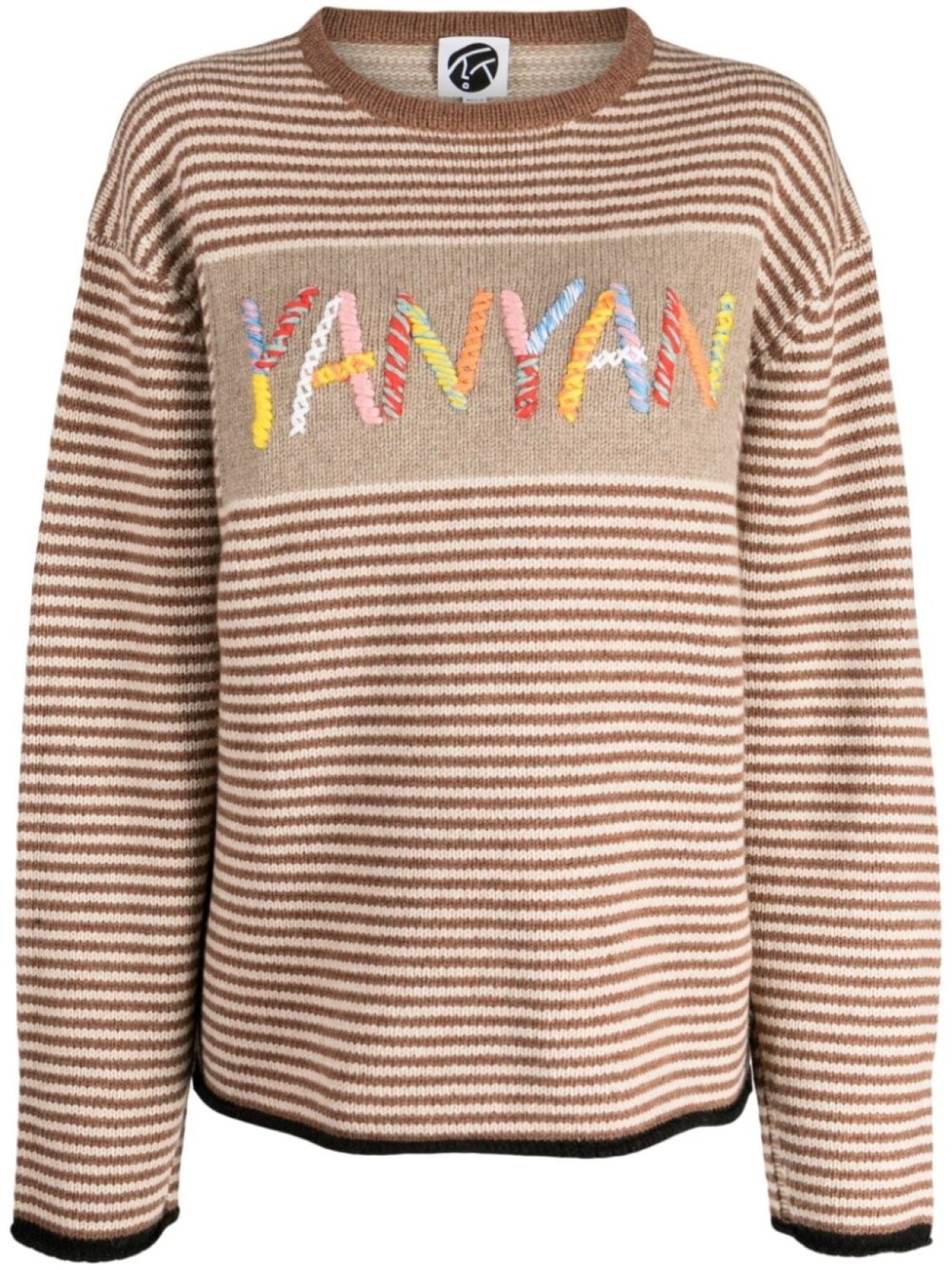 

Полосатый джемпер с вышитым логотипом YANYAN KNITS, коричневый
