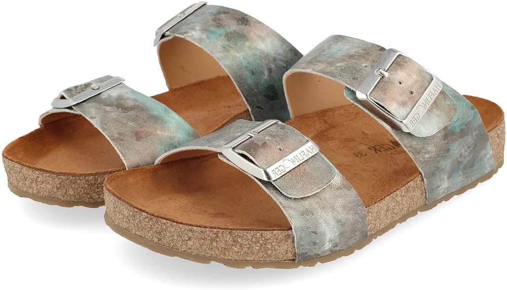 

HAFLINGER Andrea Elegant кожаные сандалии с резиновой подошвой и корковой латексной стелькой Unisex, Lime