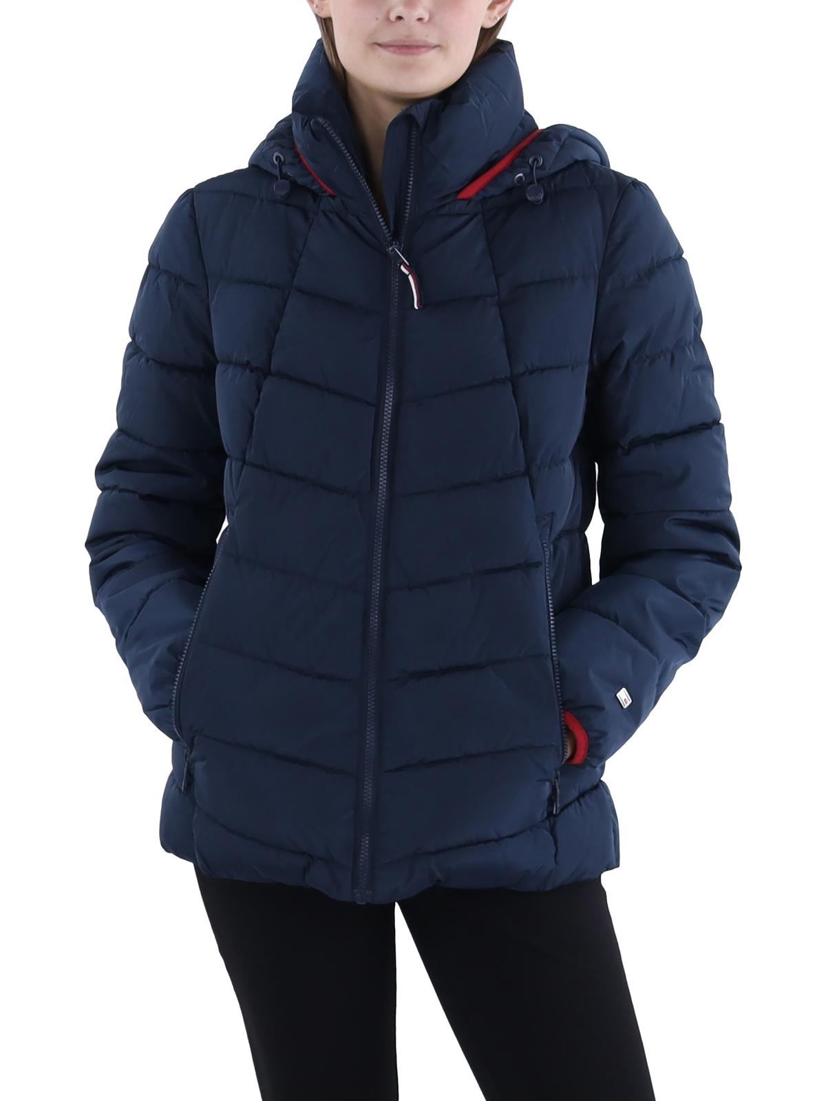 

Женская утепленная стеганая куртка с капюшоном Tommy Hilfiger, темно-синий