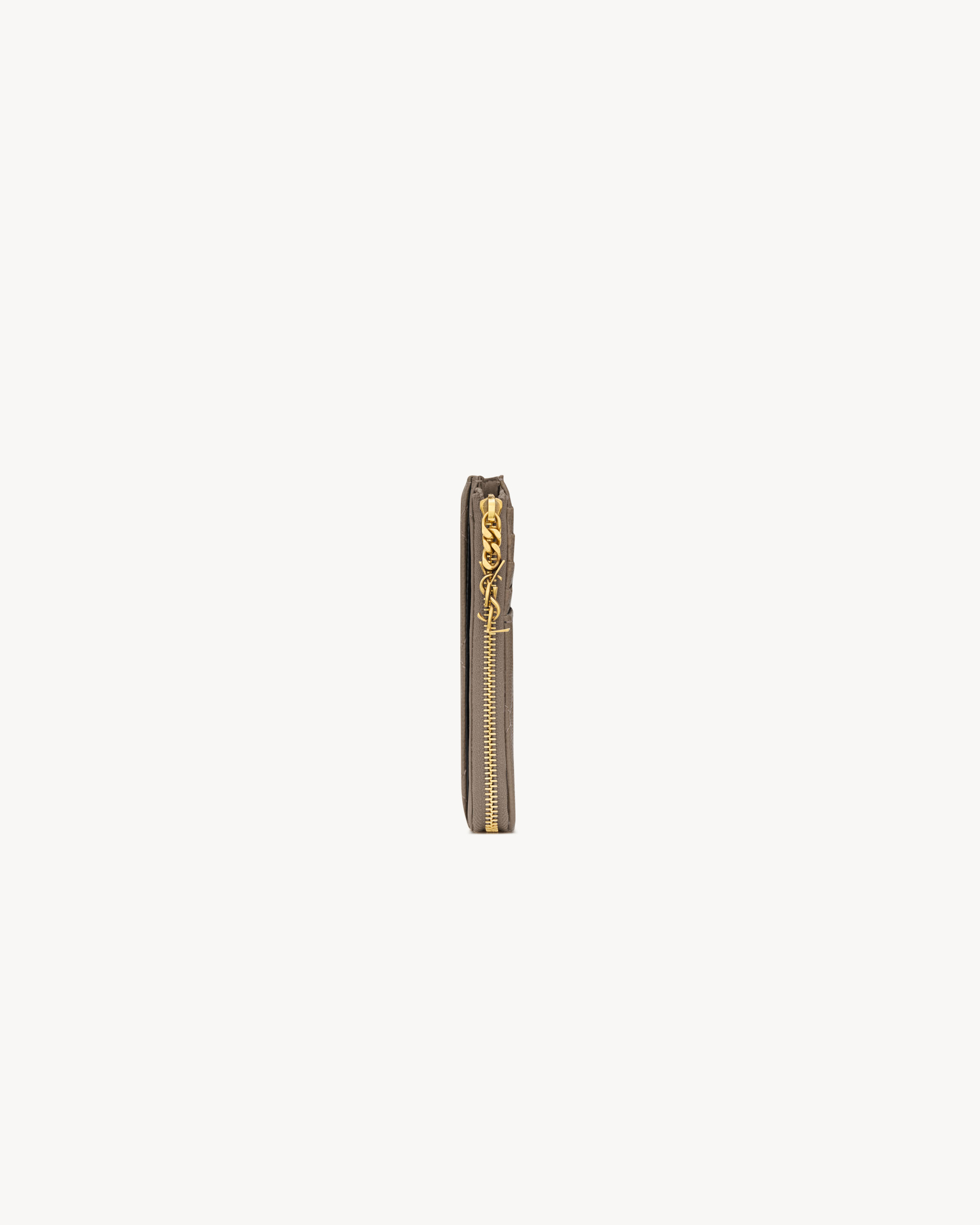 Кардхолдер на молнии CASSANDRE BIJOU из кожи Grain de Poudre Saint Laurent, серый/серебряный — фото 3