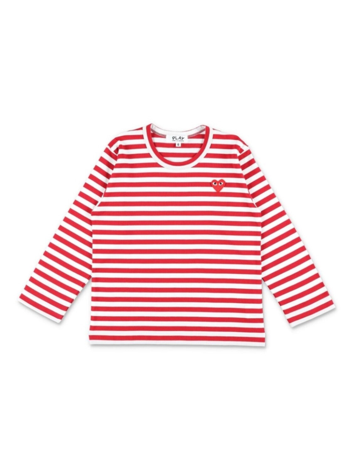 

Футболка Comme Des Garçons Play Kids с нашивкой в виде сердца в полоску, белый